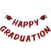Red Happy Graduation Banner for 2026 Grad Party Decorations Glitter Cap Congrats Grad Banner Sign for Class of 2026 Graduation Decorations