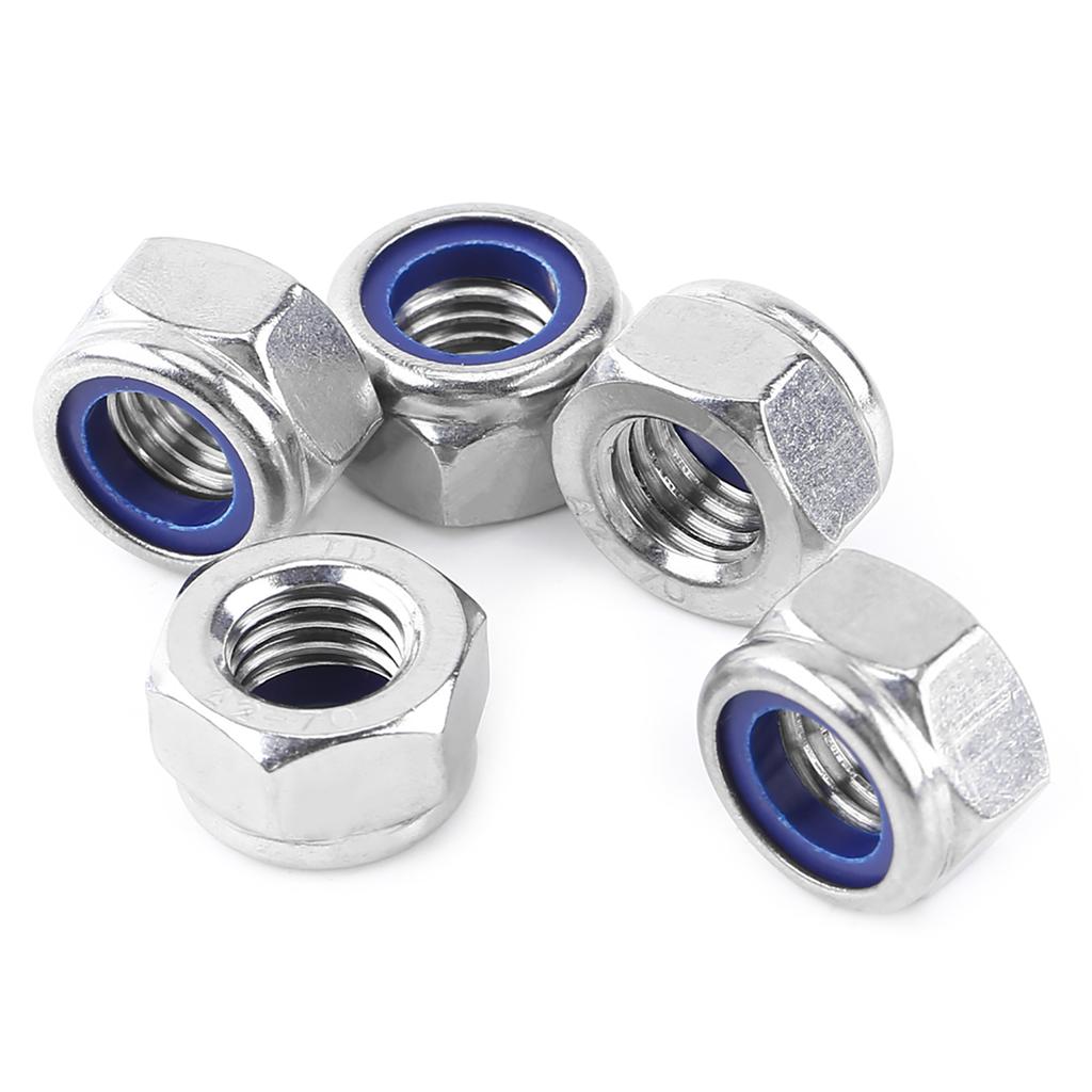 165-teiliges Kontermuttern-Sortiment aus Edelstahl SS304 mit Nyloneinsatz, M3, M4, M5, M6, M8, M10, M12