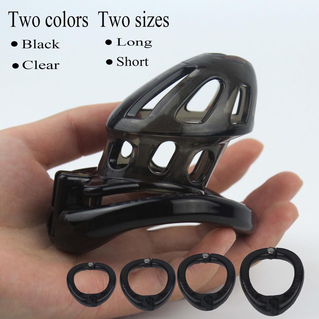 Manyjoy Plastic Chastity Bird Cage Male Locking Chastity Belt Device with 4 Penis Rings Restraint Penis Lock Sex Toy for Men Gay