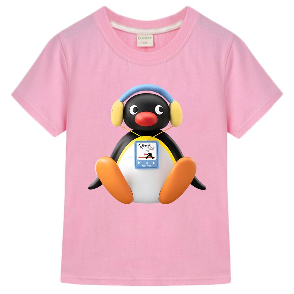 Pingu T-shirt Kawaii Boys Girls Kids Clothing Short Sleeves Sports Fashion Streetwear Manga/Comic Tees