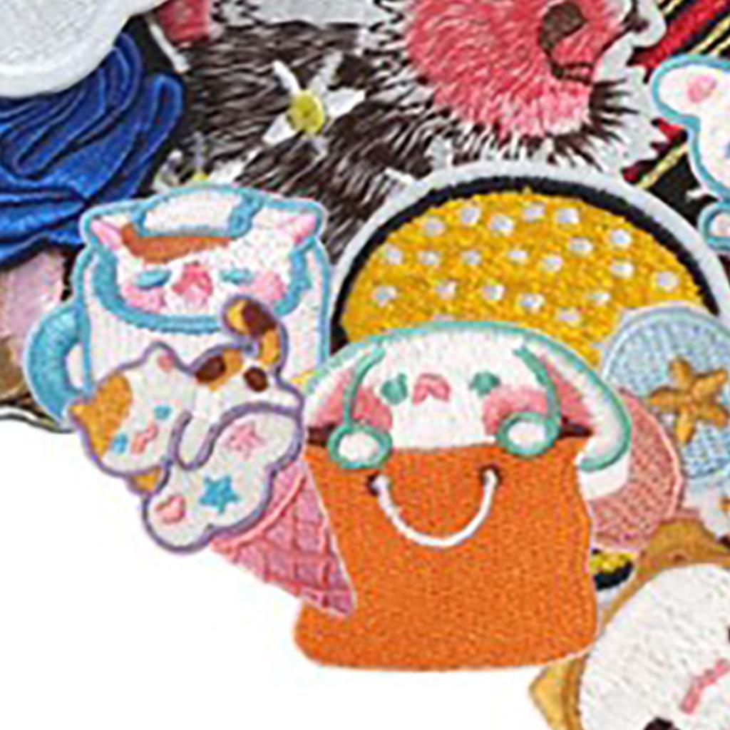 50pcs Embroidered Patch Cute Cartoon Safe Eco Friendly Sewing Patches Flower Patches for Skirts