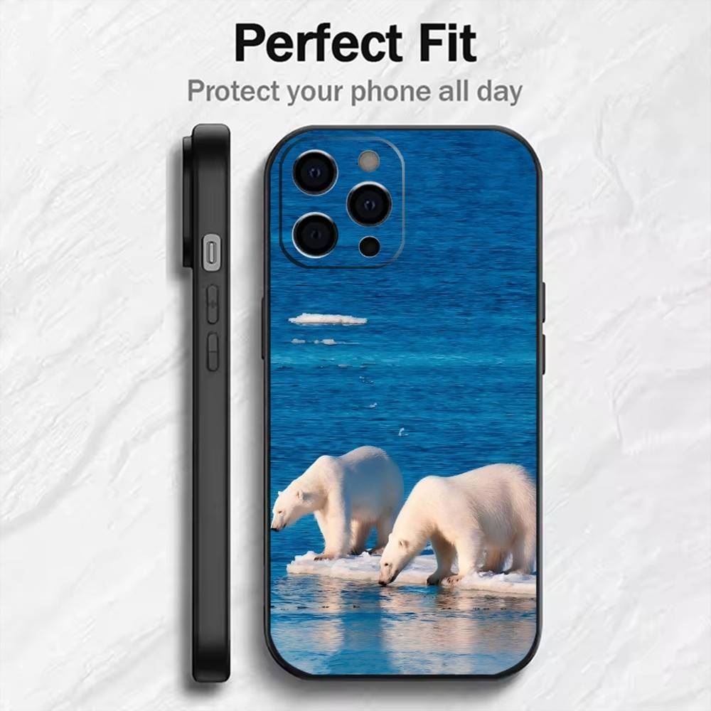 Polar Bear Master of the Arctic Phone Case For iPhone17,16,15,14,13,12 Plus,Max Soft Silicone Black Cover