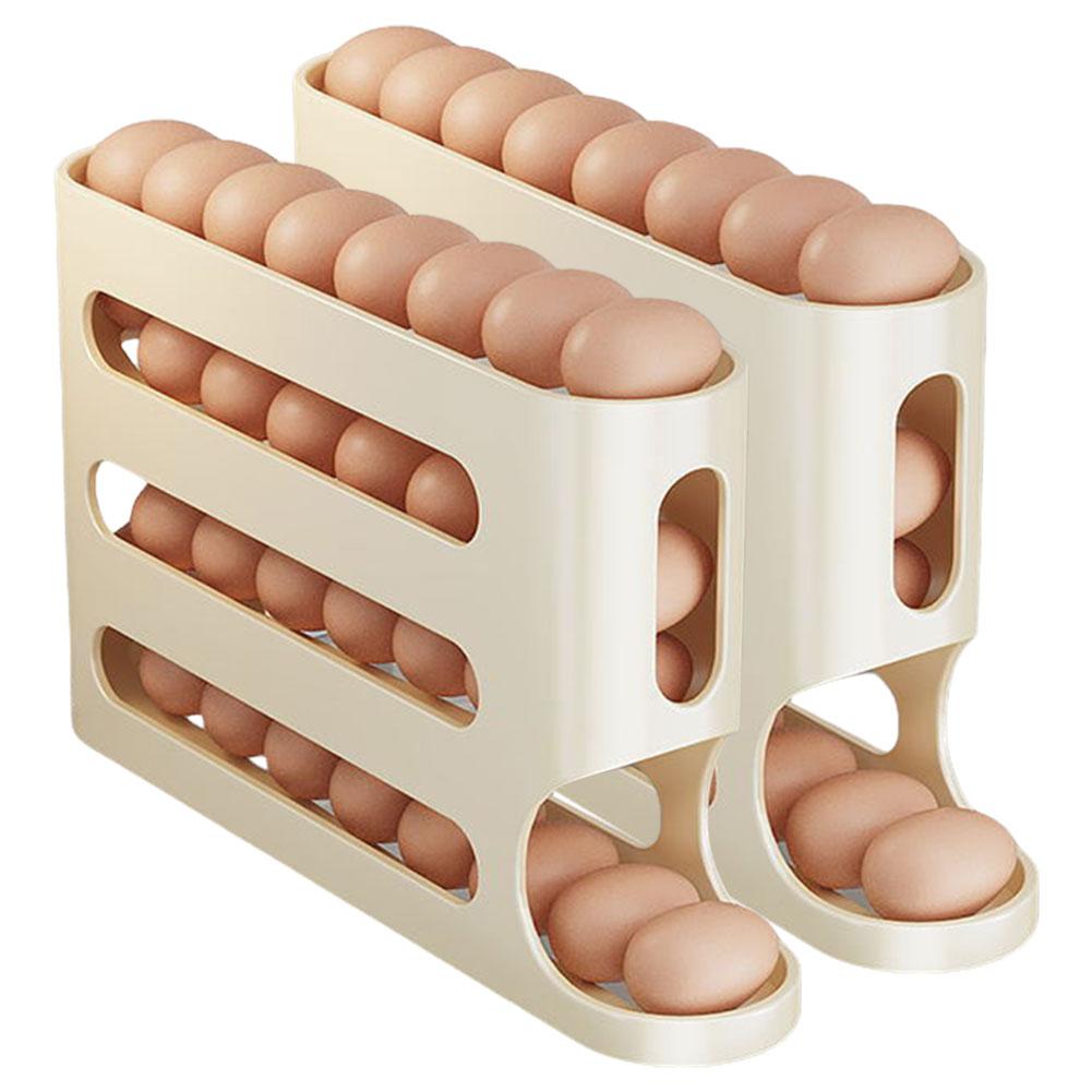 4 Layers Refrigerator Egg Storage Box Large Capacity Kitchen Rolling Eggs Container Rolling Eggs Dispenser for Fridge Countertop