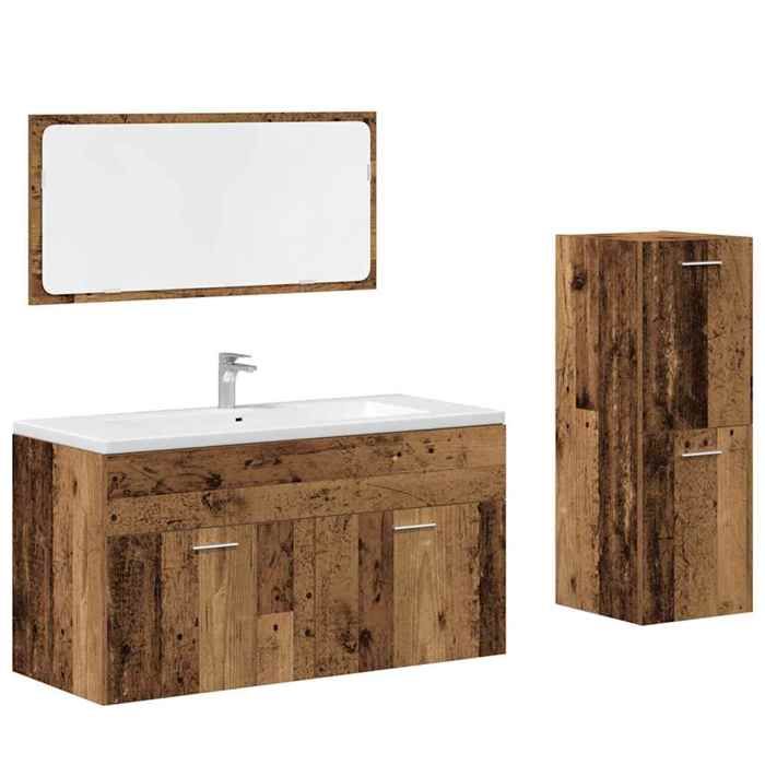 VidaXL Ensemble de meubles salle de bain 3 pcs bois d'ingénierie, armoire de salle de bain, placard de salle de bain, meuble 3328593