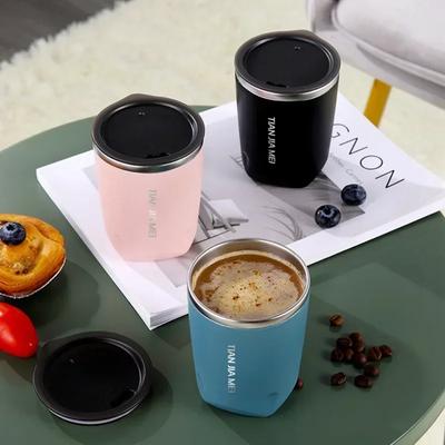 300ml Thermosbecher für Herren und Damen, exquisiter tragbarer Becher, 304 Edelstahl, einfacher Wasserbecher, Büro und Zuhause, Milchkaffeebecher