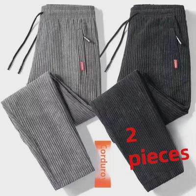 Men's High-End Autumn Corduroy Comfort Trousers: Large Size Straight-Leg Sweatpants
