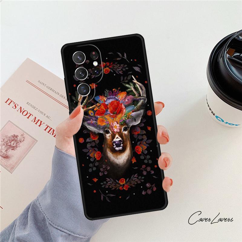 Animal Deer Art phone case For Samsung Galaxy S24 S25 S23 S22 Ultra Note 10 20 Plus S20 S21 FE Cover