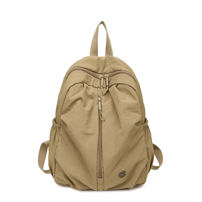 Schoolbag New Autumn and Winter Versatile Backpack Women's Bag Folded Travel Backpack Light Casual Simple Washed Cloth Casual School Bag