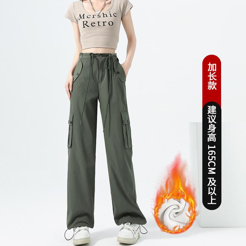 Fleece overalls women's leggings autumn and winter new thickened warm high-waisted straight casual sports pants