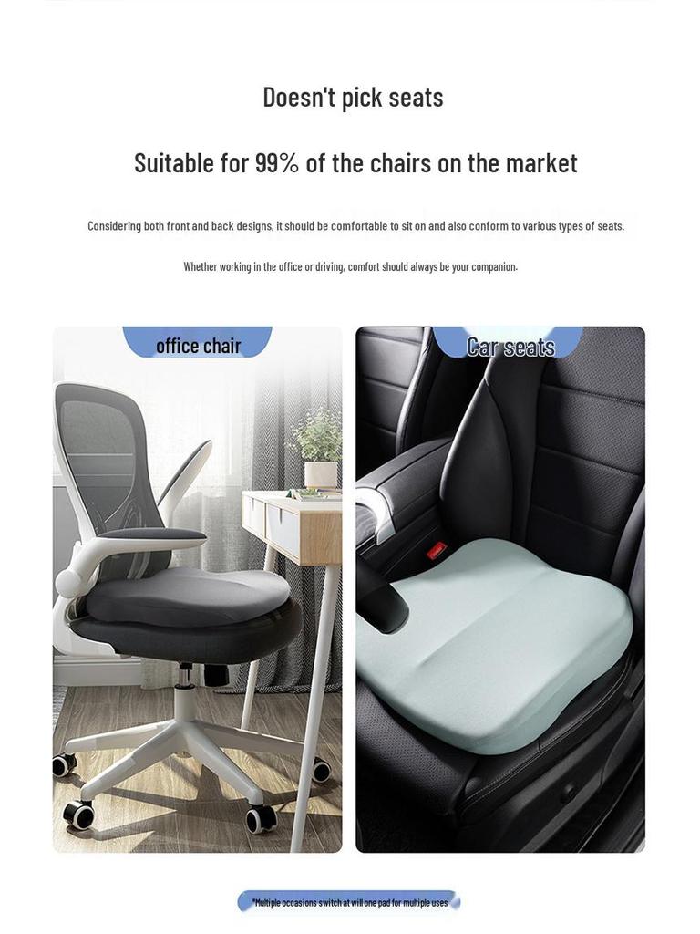 Ventilated Memory Foam Seat Cushion: Universal, Breathable, Height-Boosting Pad for Car or Office
