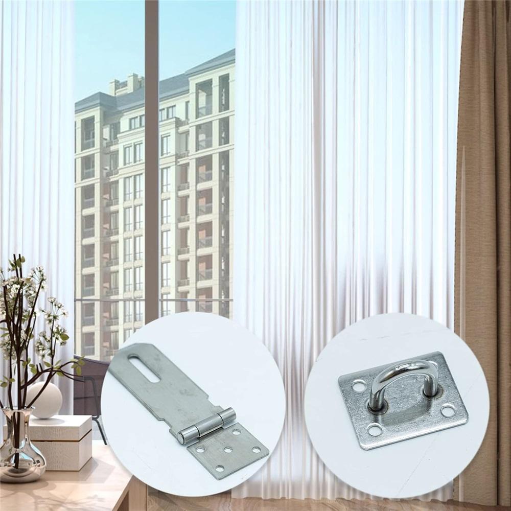 Door Padlock Hasp, 3 Inch Stainless Steel Hasp And Staple Shed Lock Latch Heavy Duty Gate Security For Window Cabinet Pet Cage Crate,Silver