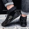 Men's Leather Casual Shoes 2025 Waterproof Lightweight High Top Sneakers Boots Non Slip Winter Shoes Men Loafers Walking Shoes