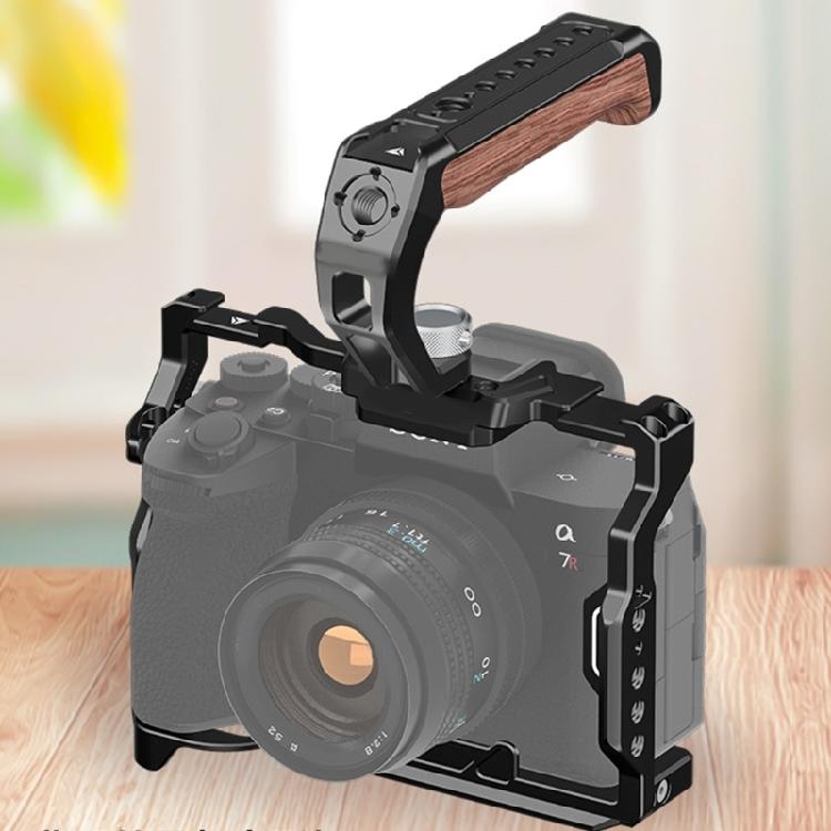 Camera Top Handle Handgrip 3/8 Locating Hole Cold Shoe Mount with 1/4 Holes for DSLR Cage Rig and Accessories