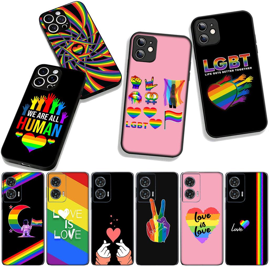 for Motorola Moto G54 G05 G24 G45 G55 G75 G85 G15 G57 G86 Power Edge 50 30 Ultra Fusion neo Pro Case love is love Rainbow LGBT