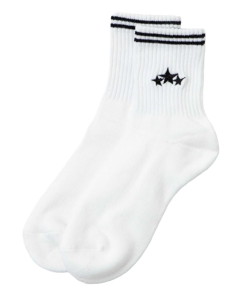 WEGO Pile Star Line Socks School Sizes White Women's (14cm Length), Gift, Socks, 23-25cm,