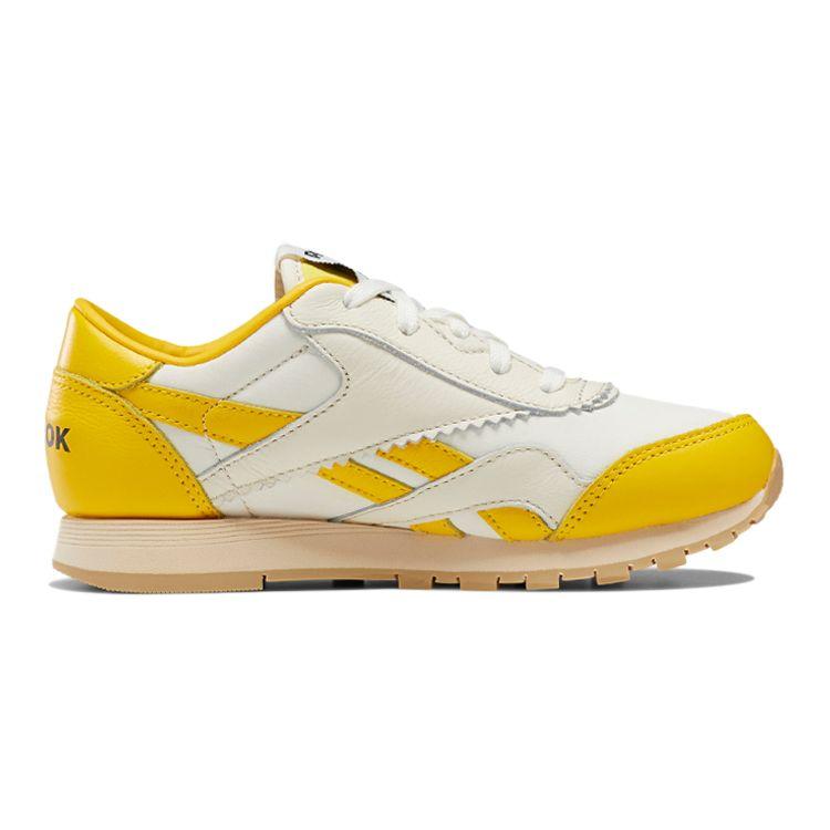 Reebok Classic Nylon Comfortable Versatile Low-Top Kids Running Shoes Kids Running Shoes White Lemon-Yellow EG1468