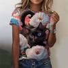 Women's T-shirt with Cute Cat Pattern 3D Printed for Girls, Summer Casual and Fashionable Women's Short Sleeved Oversized T-shirt