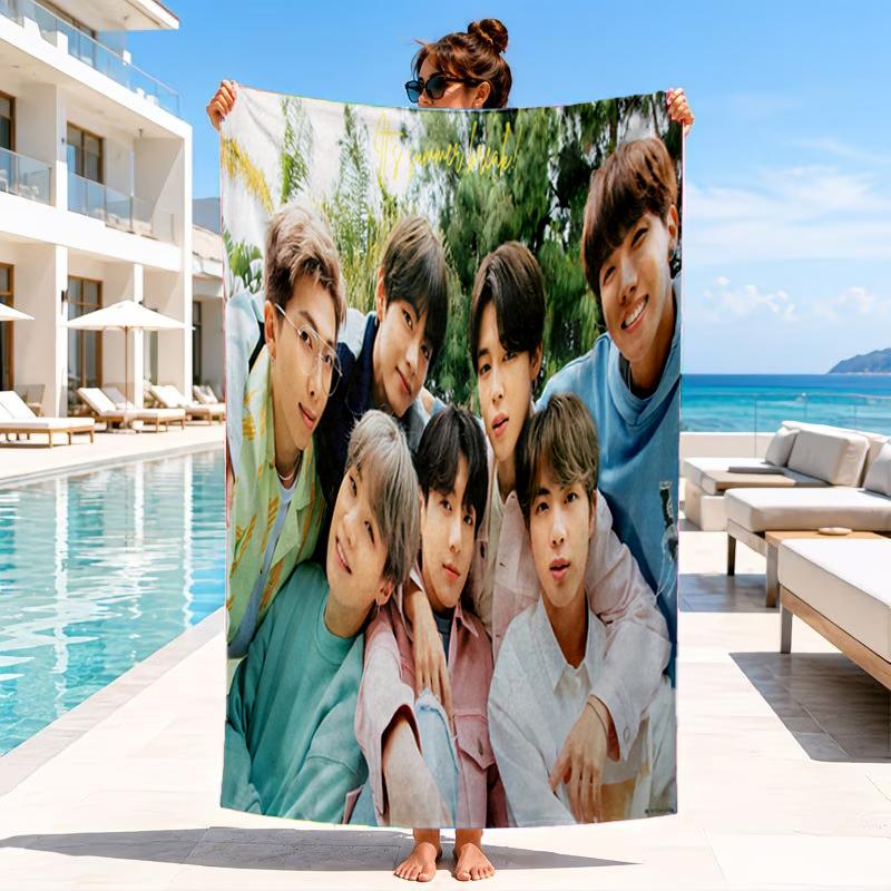 kpop Group Portrait Beach Towel, Microfiber Beach Towel, Perfect For Pool, Beach, Travel, Home Decor Beach Party Fan gifts
