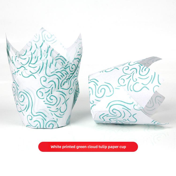 Mehrfarbige Flammen Hochtemperatur Ölfest Tulpenförmige Cupcake-Förmchen