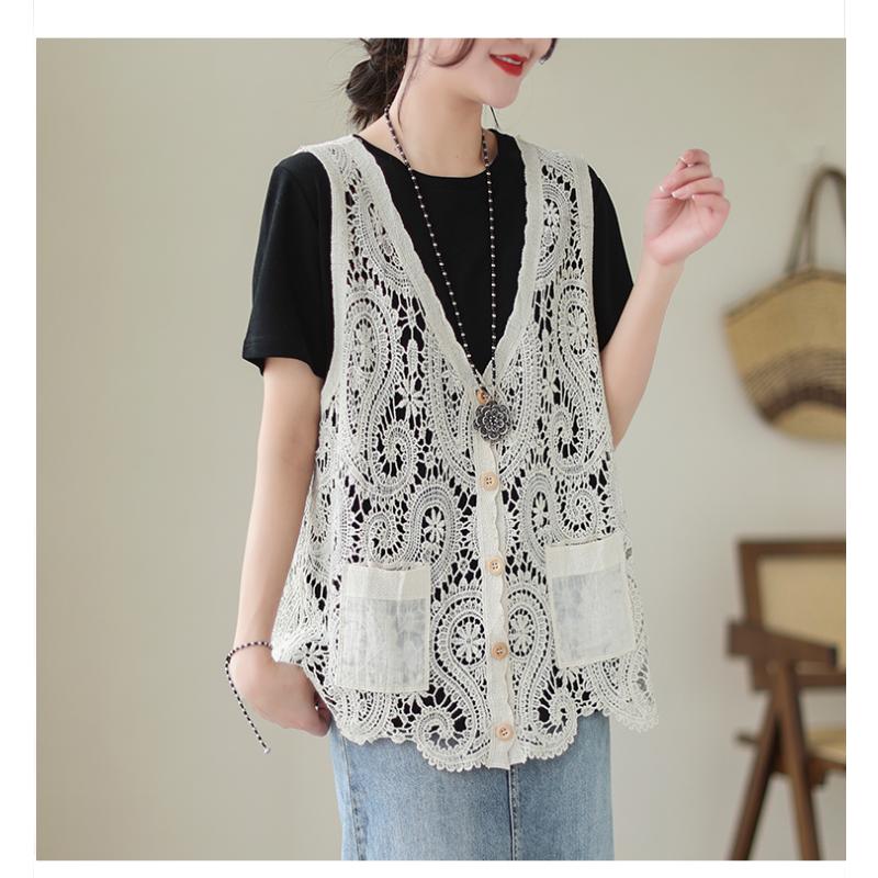 DIMANAF 2023, vestă de vară pentru femei, vestă scobită din tricot