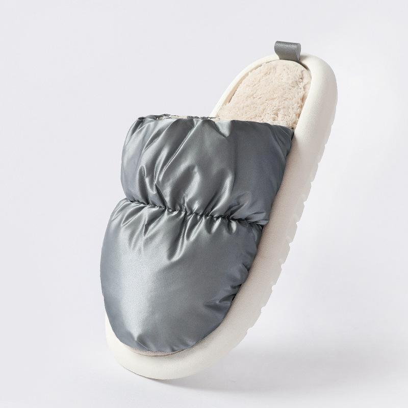 Slippers cotton slippers women wear Velcro can be torn couple thick bottom autumn and winter indoor waterproof non-slip cotton mop