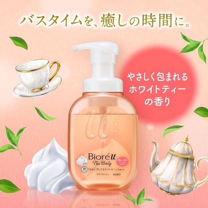 Biore U The Body Foam Type Moisture Gently Enveloping White Tea 540ml 780ml Body Dry Skin Smooth, Scent, + Refill, Soap,