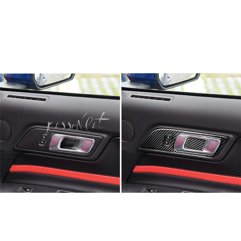 carbon fiber Door inner Handles Door Bowl Decorative for Ford Mustang Car Stickers Car-Styling 2015 2016 2017