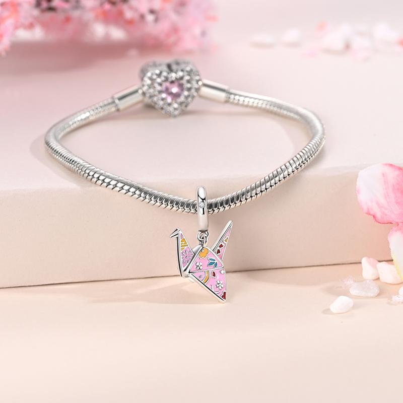 Japanese Paper Crane Charms Copper Craft Wishes Peace Dangle Pendant Fit Bangle Bracelet Necklace Diy Jewellery