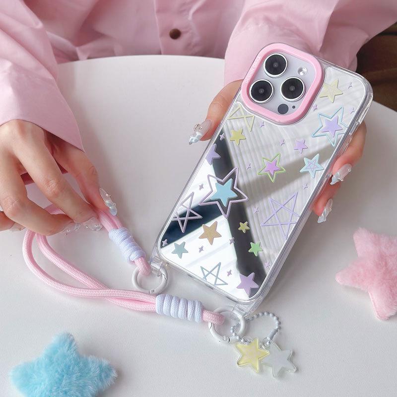 Zhitai iPhone Case with Lanyard for iPhone 15 Pro, 14 Pro Max & 13 - Stylish Mirror Design Suitable for Women