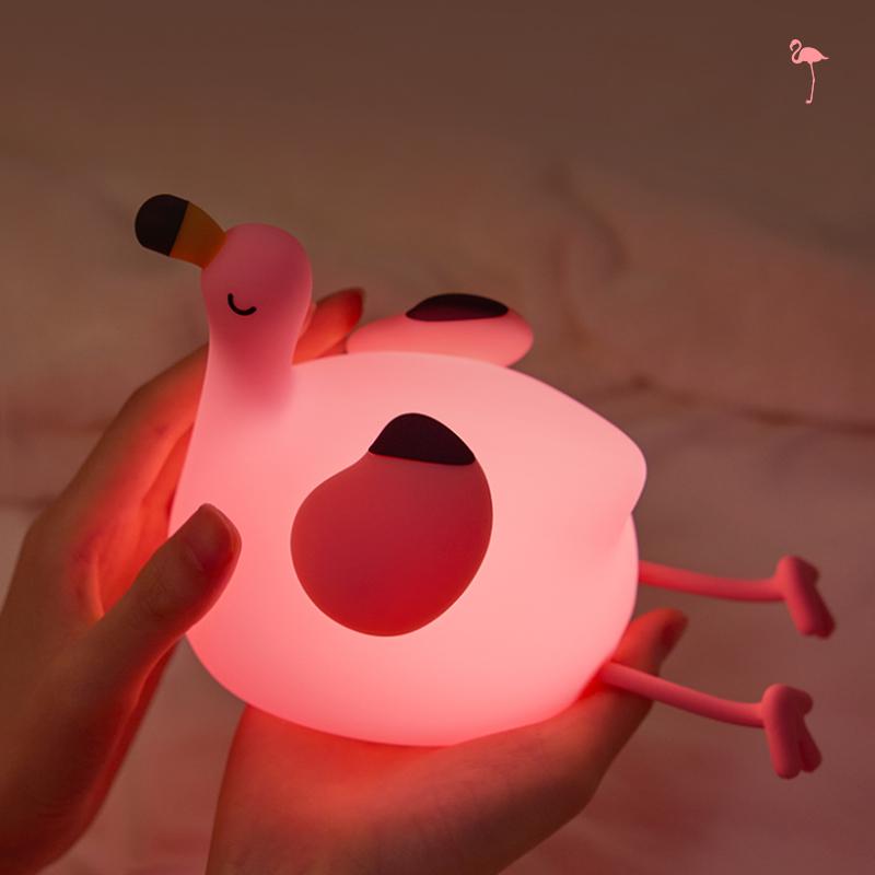 

Силиконовый ночник в форме фламинго, лампа-хлопушка, перезаряжаемый светодиодный атмосферный светильник, прикроватная лампа для спальни, подарки на день рождения для детей и девочек