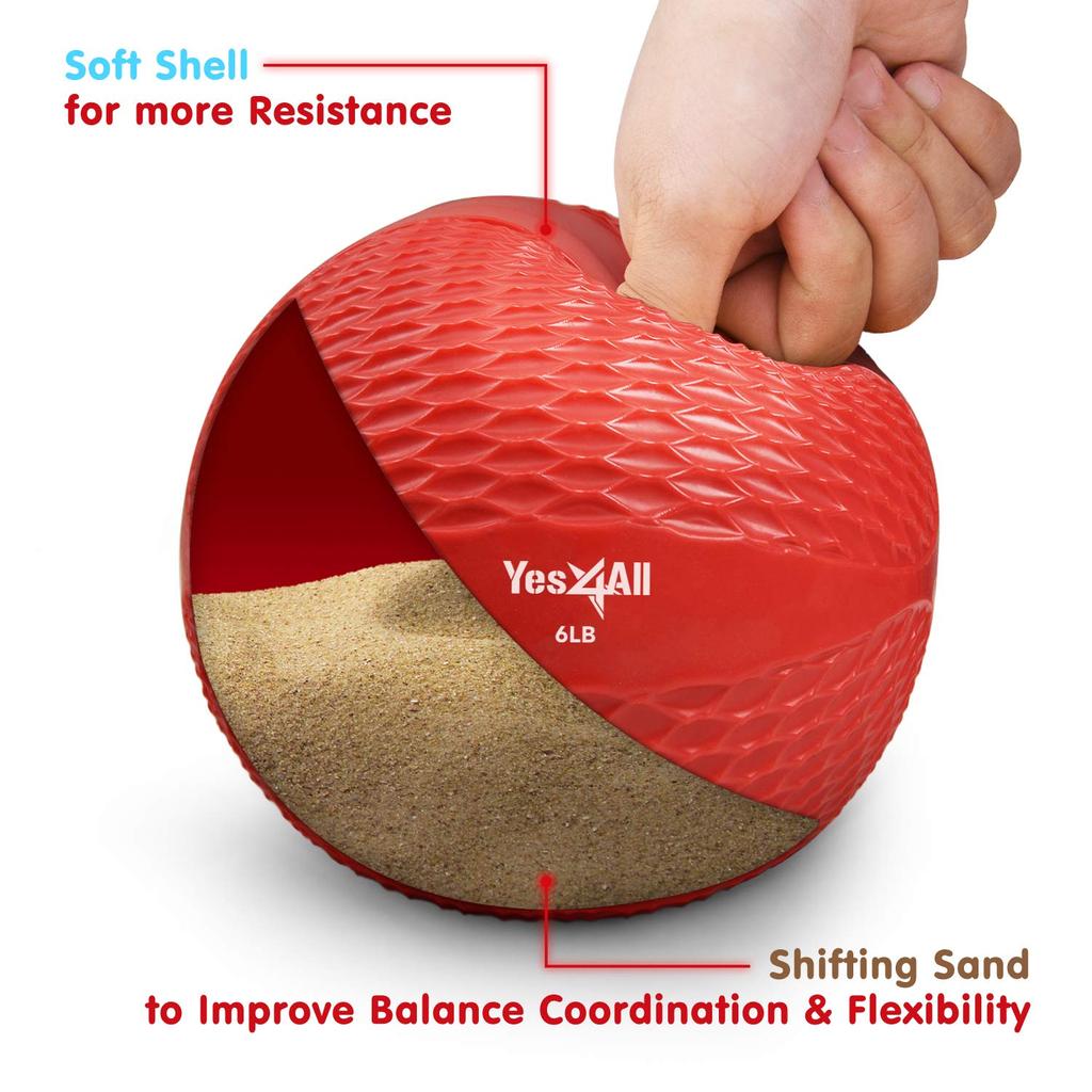 Yes4All Toning Ball Medicine Ball Weight Toning Exercise Ball Gym Ball with Diamond Grooves Red 2.7kg Home Gym & Desk Chair Physiological Therapy Fitn