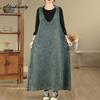 2026 Plus Size Spring Summer Women Tank Midi Dress Hooded V Neck Casual Loose Baggy Vintage Dress Sleeveless Denim Split Dress With Pocket