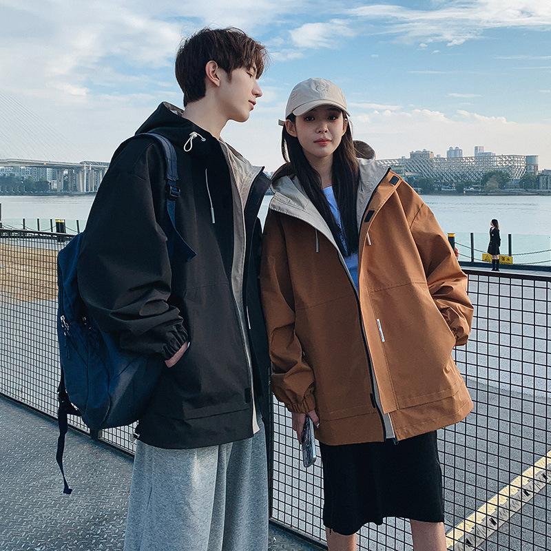 New Solid Color Jacket for Men and Women, Hooded and Loose Korean Fashion Couple Jacket