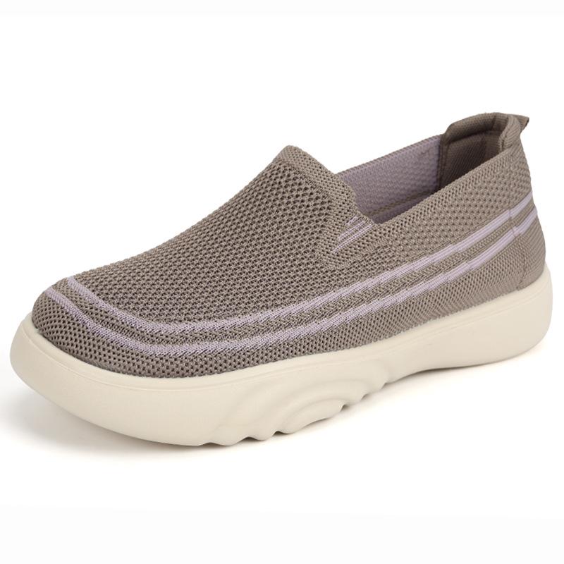 Women's Breathable Fly-Knit Slip-On Shoes: Lightweight, Comfortable, Casual Walking Shoes for Daily Commuting and Older Adults.