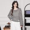 Women's Loose Fit Striped Knit Pullover Sweater