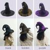 Halloween Cosplay Witch Wizard Hat with Tattered Hole Carnivals Party Headpieces Devil Hat Cosplay Tool for Adult Teen