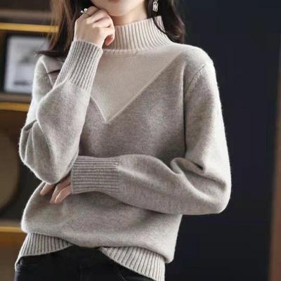 Pulóver s polovičným golierom Dámsky všestranný sladký pletený sveter Jesenný a zimný pletený sveter