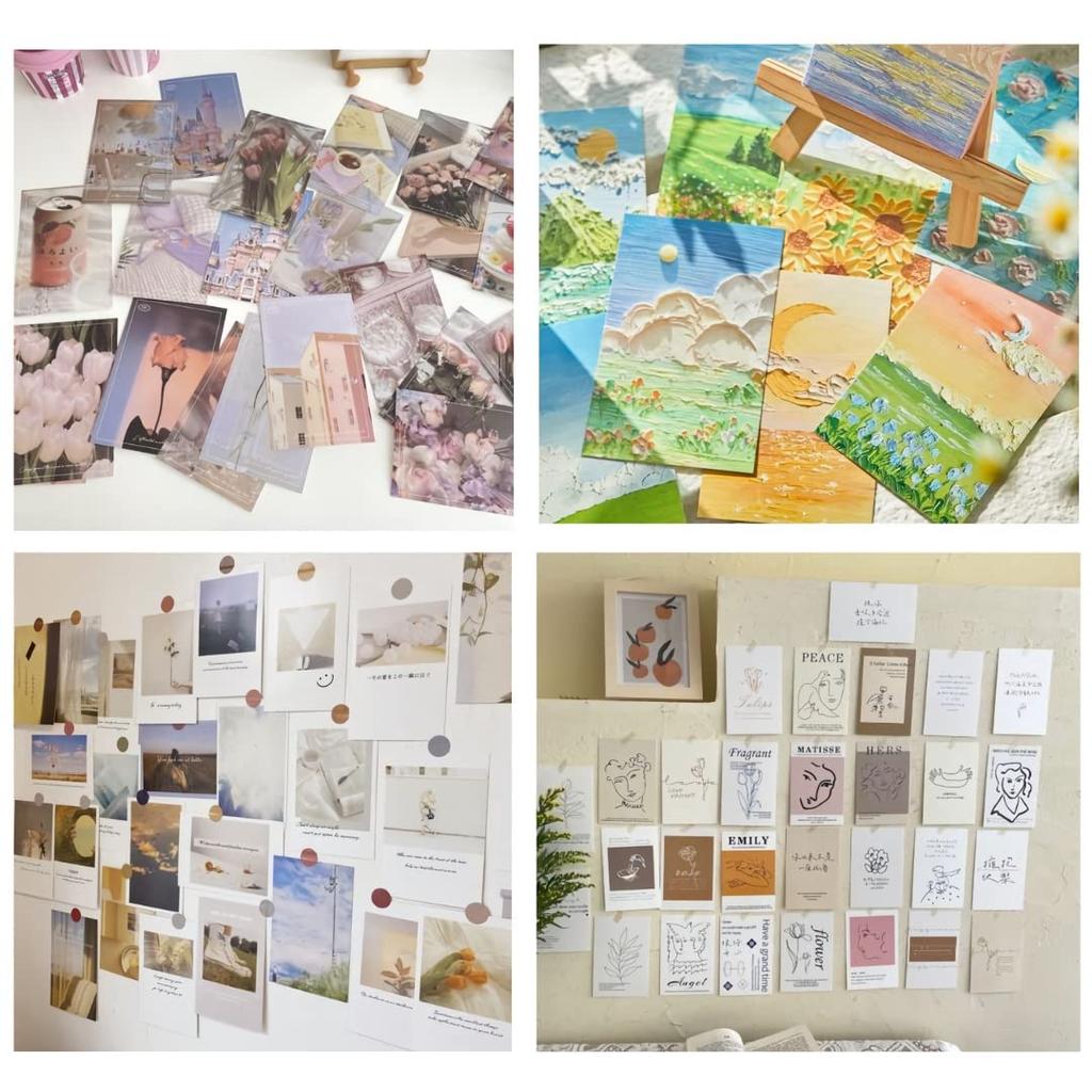 Donalee Stylish and Cute Postcards, Set of 30, Postcard Size, Scandinavian, Korean, and International Designs, Mini Posters (Natural)