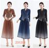 Miyake Elegant Plus Size Pleated Dress with Suit Collar