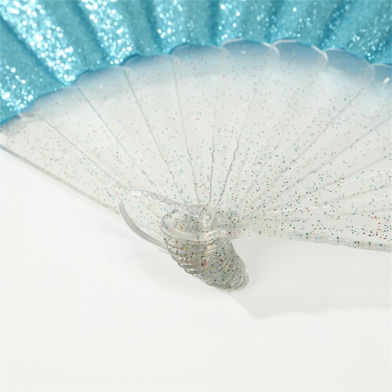 Glittering Hand Fan With Sparkling Transparent Ribs Plastic Decorative Craft Folding Fan For Parties Home Decors Gift