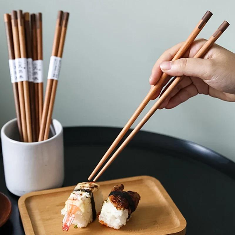 5 Pairs 24cm Long Chopsticks Japanese Food Sushi Sticks Wooden Chinese Chopstick Set Reusable Kitchen Wood Chop Sticks Tableware