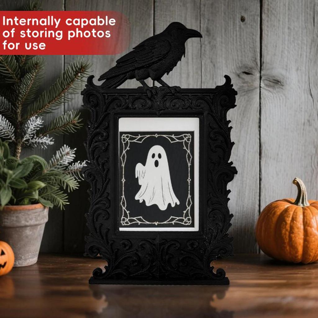 Gothic Halloween Crow Photo Frame Atmosphere Ornaments Multi-purpose Art Decorations For Home Desktop Festival Parties