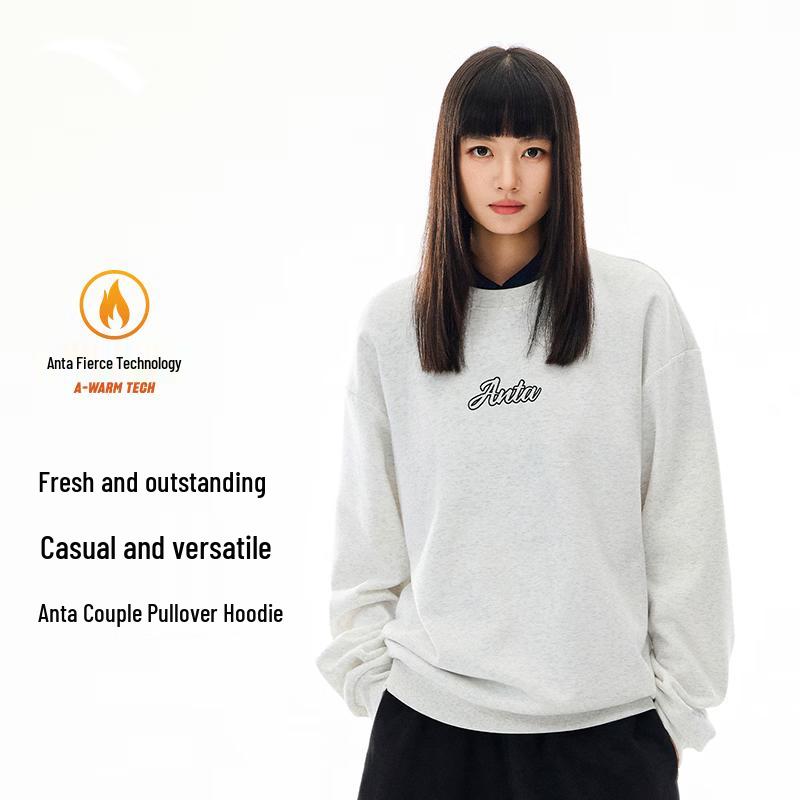 ANTA Fleece-Lined Crewneck Pullover Sweatshirt