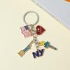 Fashion National Flag Keychain Cartoon New York Statue of Liberty Metal Pendant Key Chain Accessories for Gifts