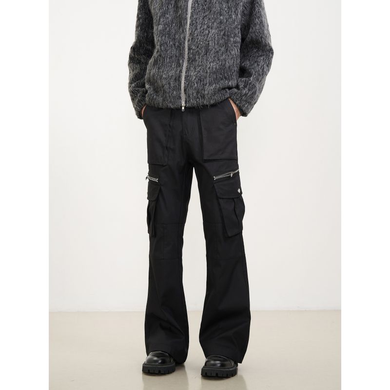 Kisko Niche Design Workwear Micro-Flared Casual Pants American-Style Patchwork Multi-Pocket Floor-Length Pants for Men and Women