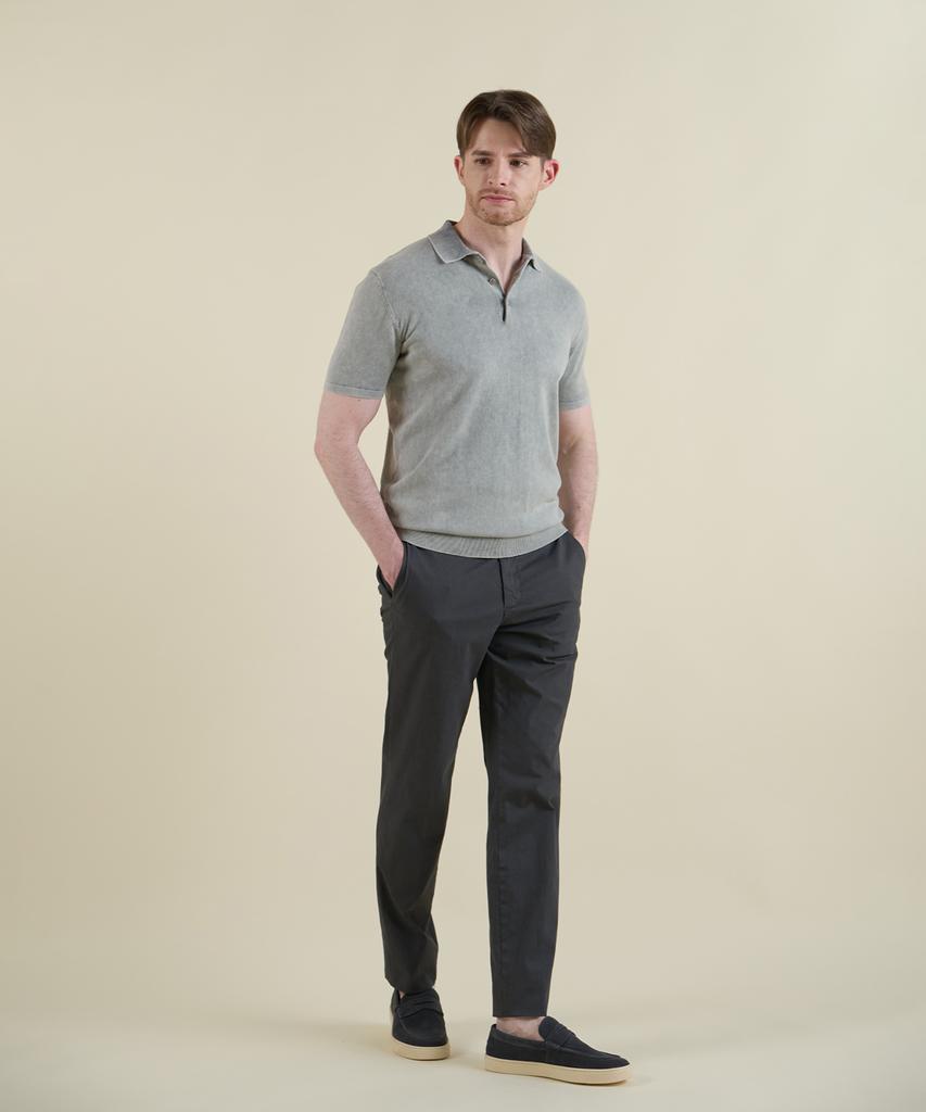 PANICALE Charcoal Slim Fit Cotton Twill Pants