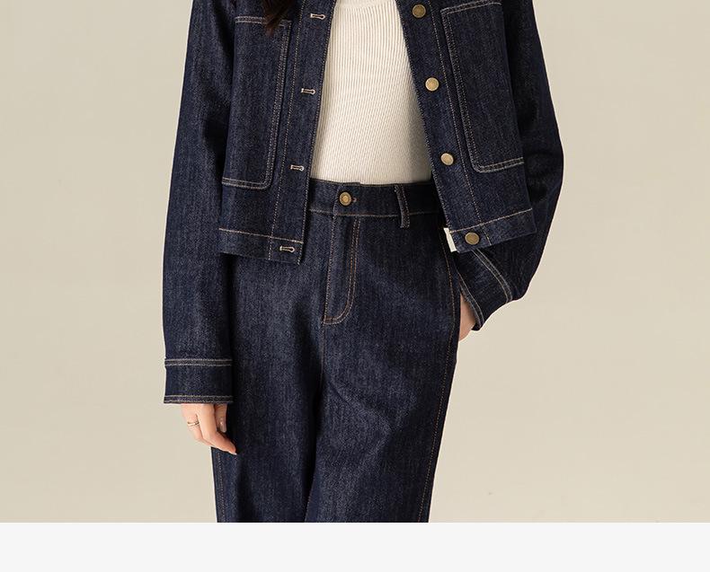 Xinge Women's Petite Retro Blue Denim Jacket - 2025 Spring Collection