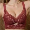 Elegant Lace Push-Up Bra: Medium-Thick, Wire-Free, Supportive for Small Busts