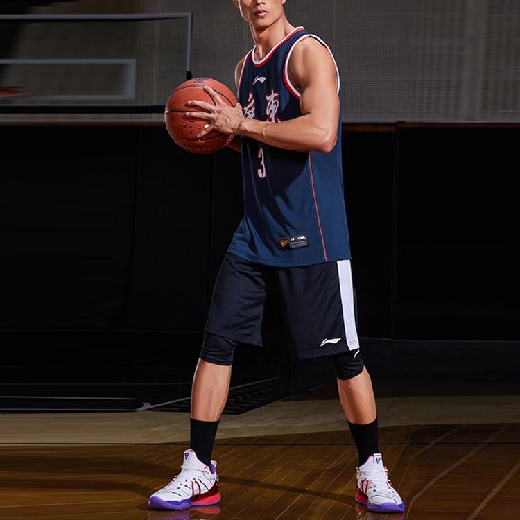 Li-Ning CBA Series Sports Round Neck SW Fan Edition 21-22 Season Guangdong Team Hu Mingxuan No. 3 Basketball Vest Men Tops Deep-Blue AAYR757-1