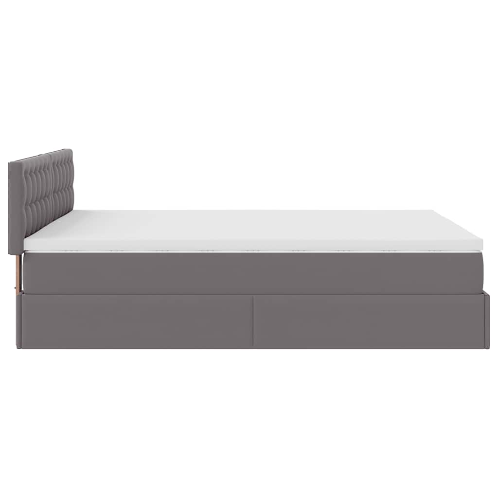 Ottoman Bed with Mattress Gray 140x190 Cm Faux Leather